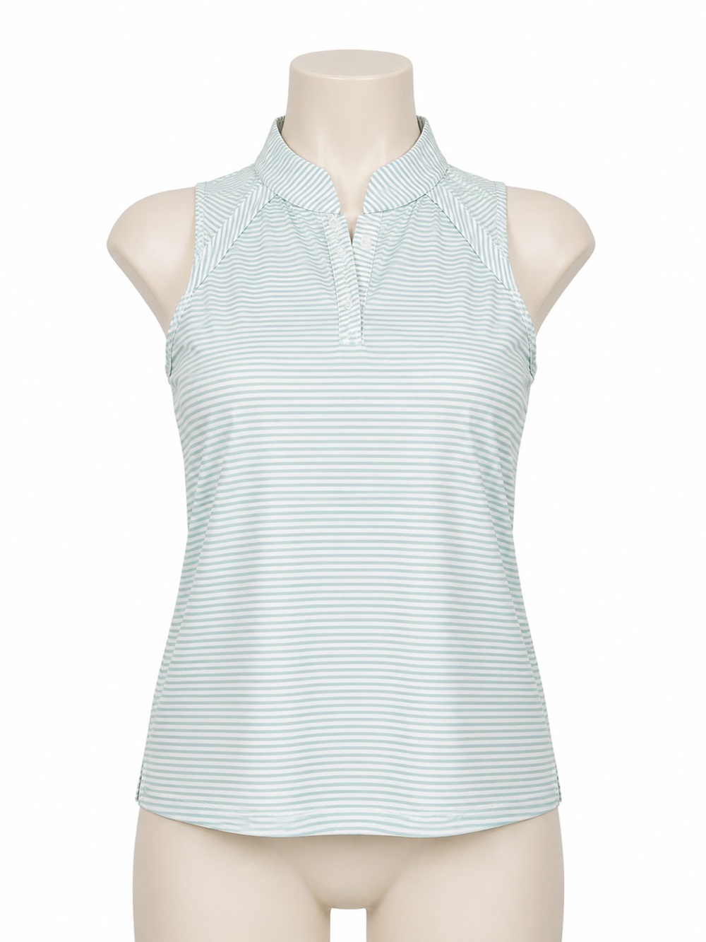 Sport Haley Womens M Sleeveless Golf Polo Mint White Stripe Performance Top
